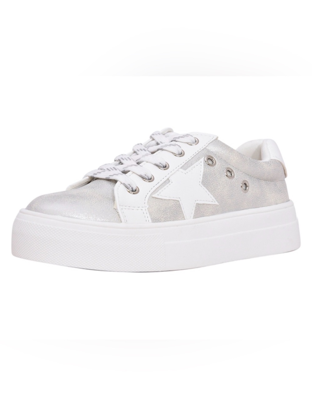 MIA Kids Silver Metallic Star Low-Top Sneakers- worn once